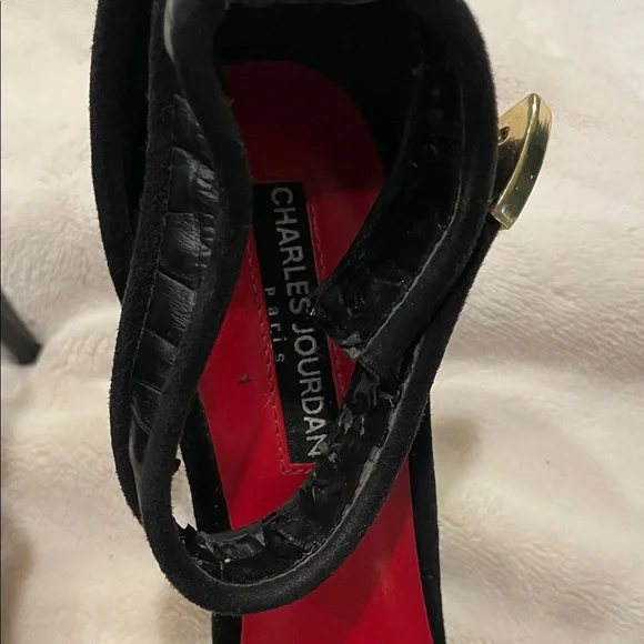 💖 Vintage Y2K Charles Jourdan Paris Black Leather stilettos - Picture 3 of 8